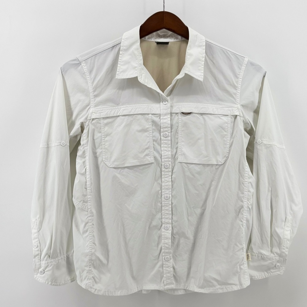 REI Co-op Mens Sahara Long Sleeve Button Down Shirt White XL Hiking Travel Vent